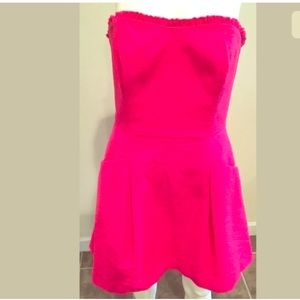 Lilly Pulitzer Pink Strapless Floral Dress Pockets